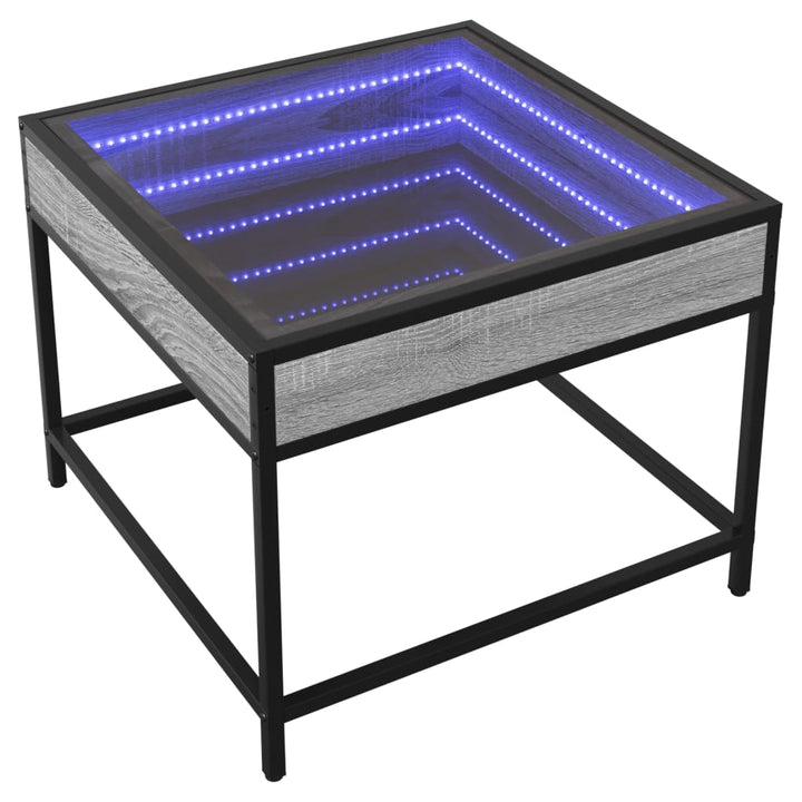 Salontafel met Infinity LED 50x50x41 cm grijs sonoma eikenkleur