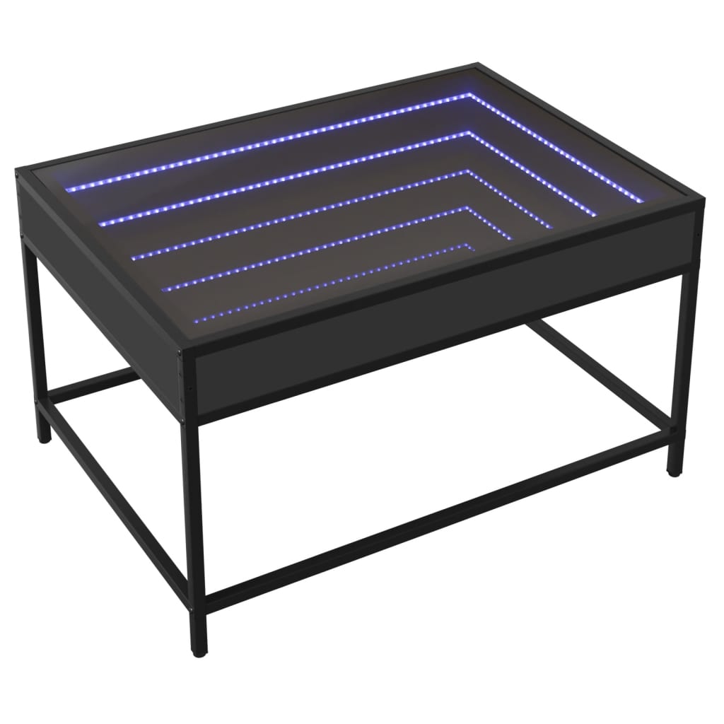 Salontafel met Infinity LED 70x50x41 cm zwart