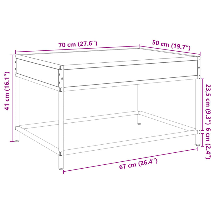 Salontafel met Infinity LED 70x50x41 cm zwart