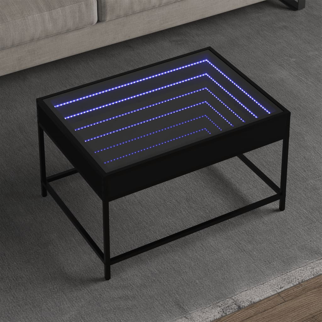 Salontafel met Infinity LED 70x50x41 cm zwart