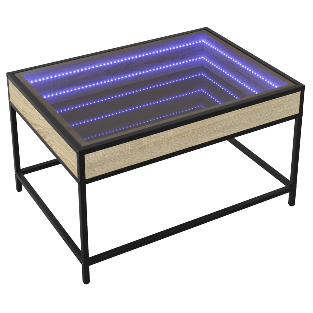 Salontafel met Infinity LED 70x50x41 cm sonoma eikenkleurig