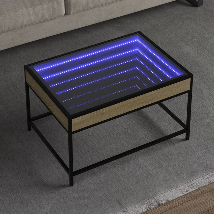 Salontafel met Infinity LED 70x50x41 cm sonoma eikenkleurig