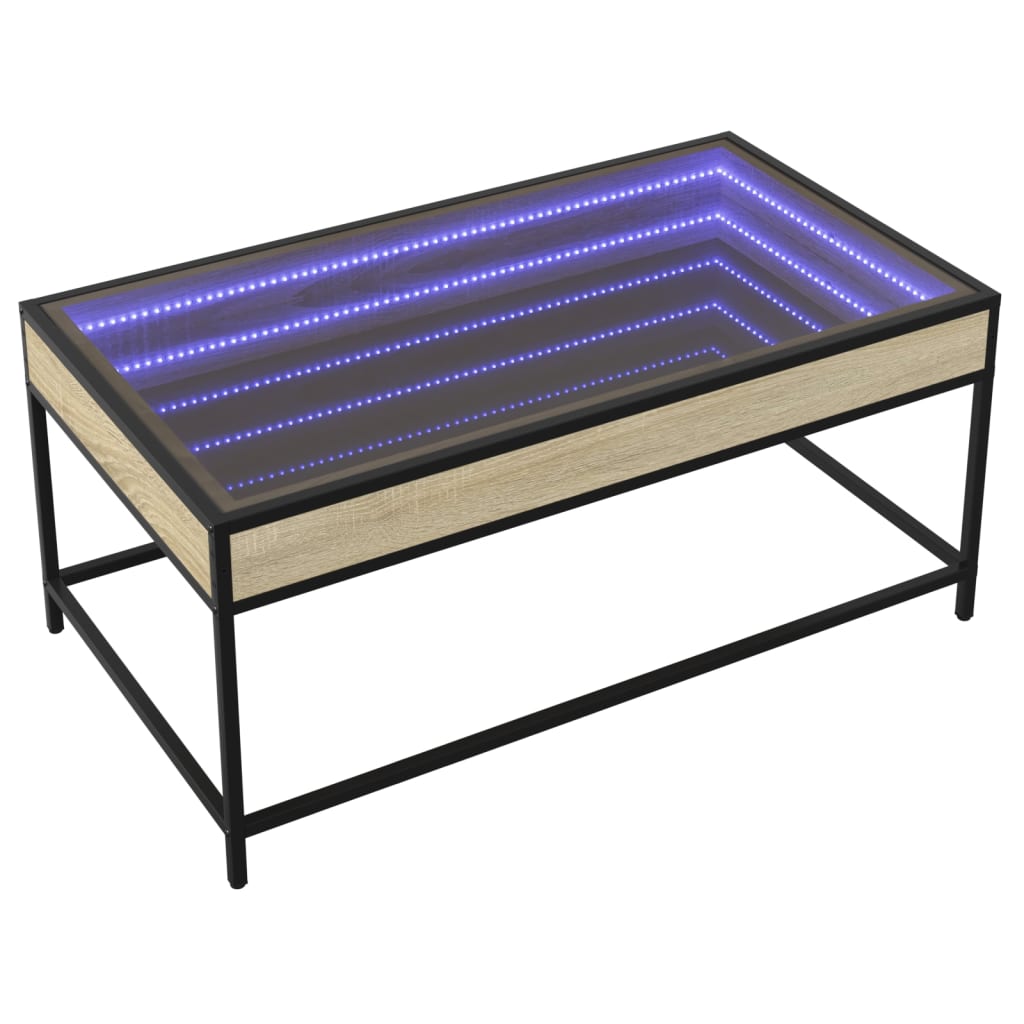 Salontafel met Infinity LED 90x50x41 cm sonoma eikenkleurig