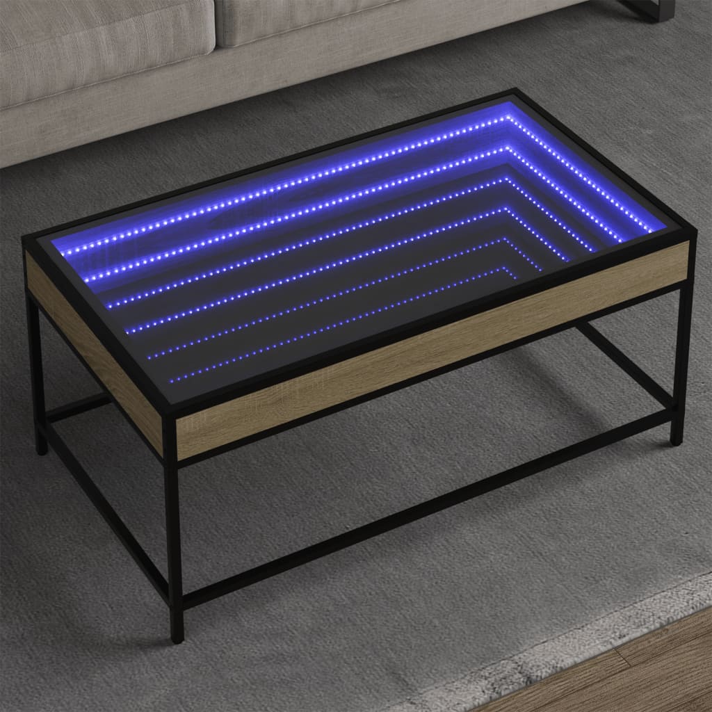 Salontafel met Infinity LED 90x50x41 cm sonoma eikenkleurig