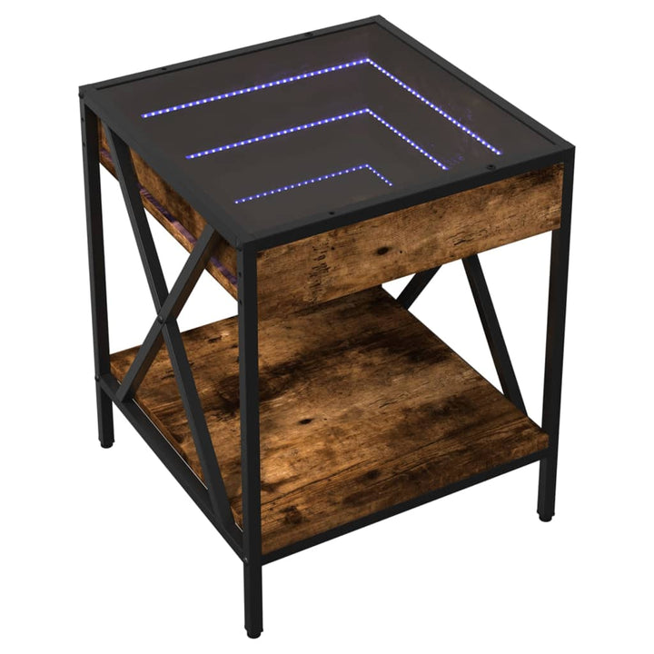 Salontafel met Infinity LED 40x40x49 cm gerookt eikenkleurig