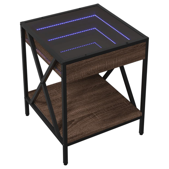 Salontafel met Infinity LED 40x40x49 cm bruin eikenkleurig