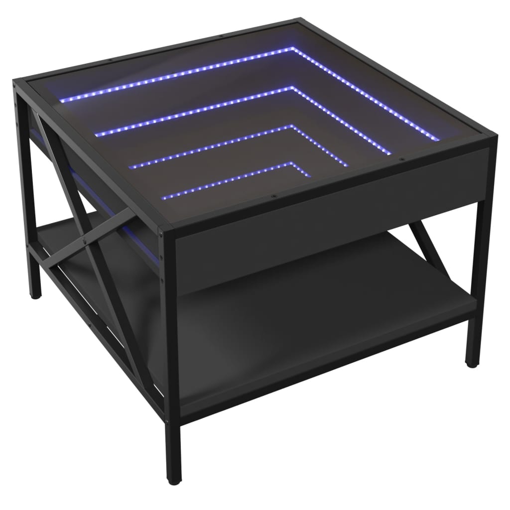 Salontafel met Infinity LED 50x50x38 cm zwart