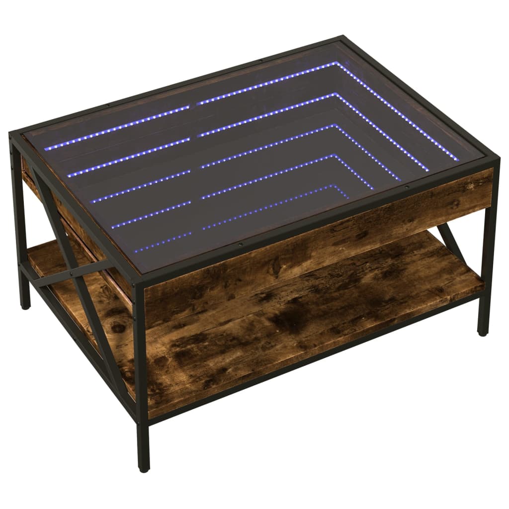 Salontafel met Infinity LED 70x50x38 cm gerookt eikenkleurig