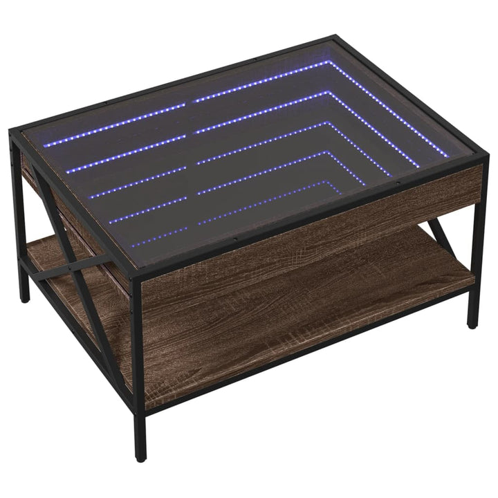 Salontafel met Infinity LED 70x50x38 cm bruin eikenkleurig