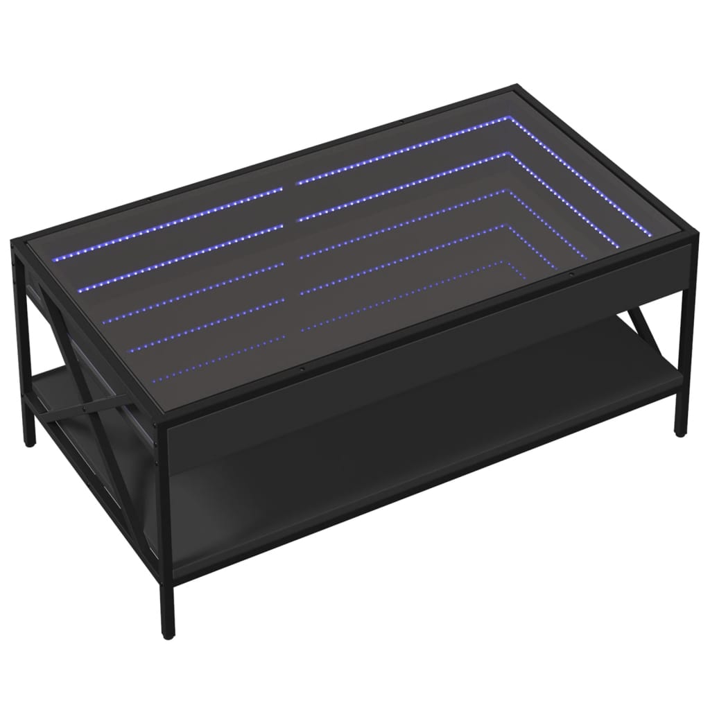 Salontafel met Infinity LED 90x50x38 cm zwart