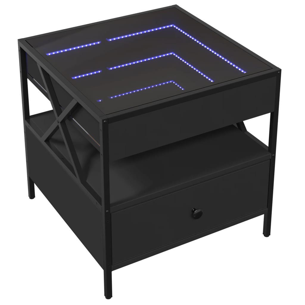 Salontafel met Infinity LED 50x50x51 cm zwart