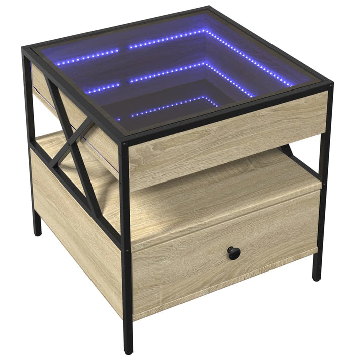 Salontafel met Infinity LED 50x50x51 cm sonoma eikenkleurig