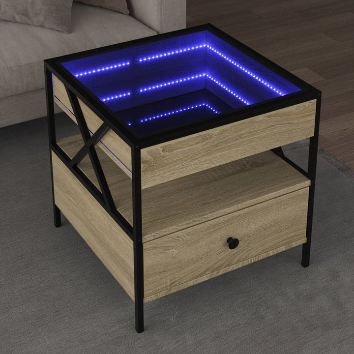 Salontafel met Infinity LED 50x50x51 cm sonoma eikenkleurig