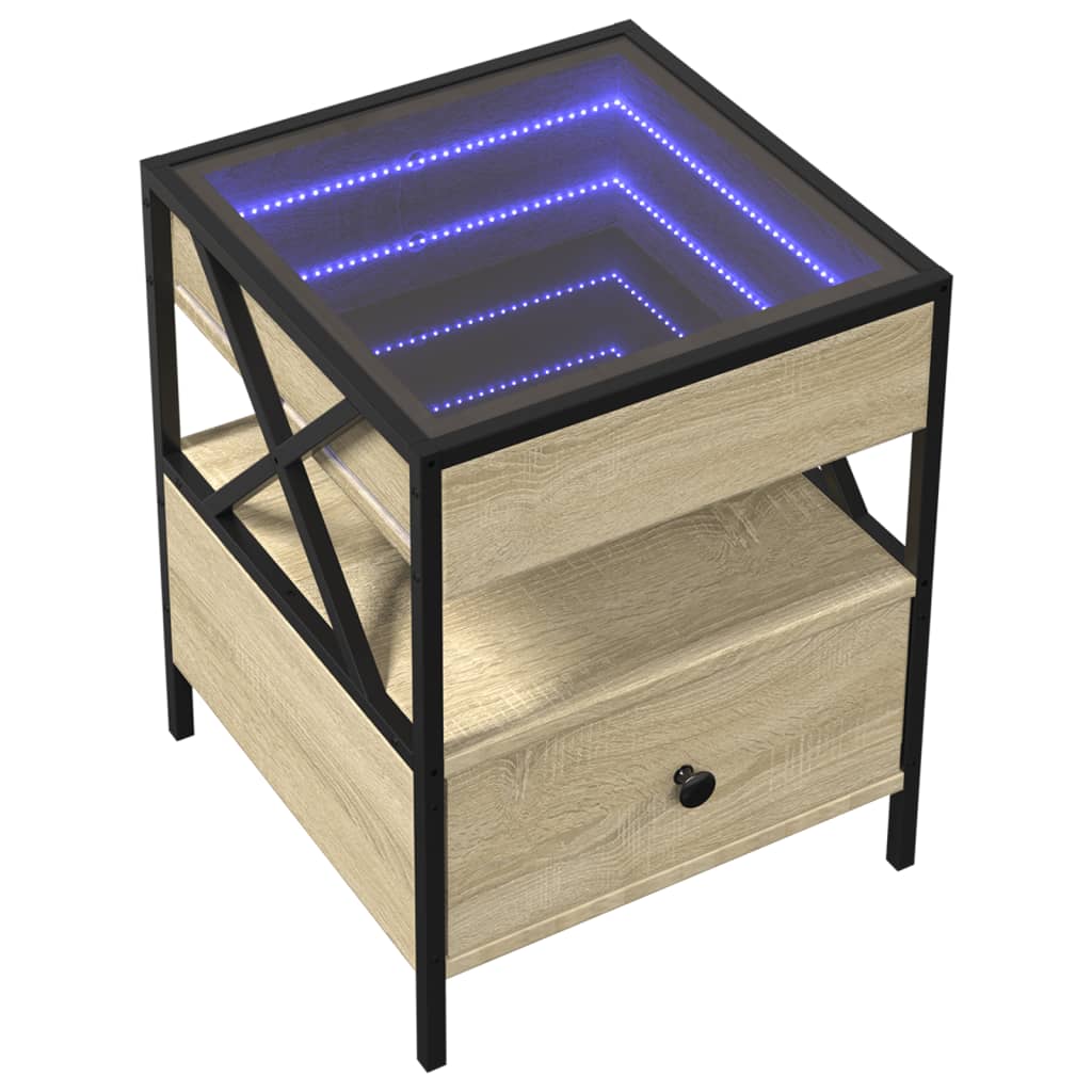 Salontafel met Infinity LED 40x40x51 cm sonoma eikenkleurig