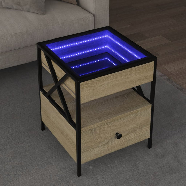 Salontafel met Infinity LED 40x40x51 cm sonoma eikenkleurig