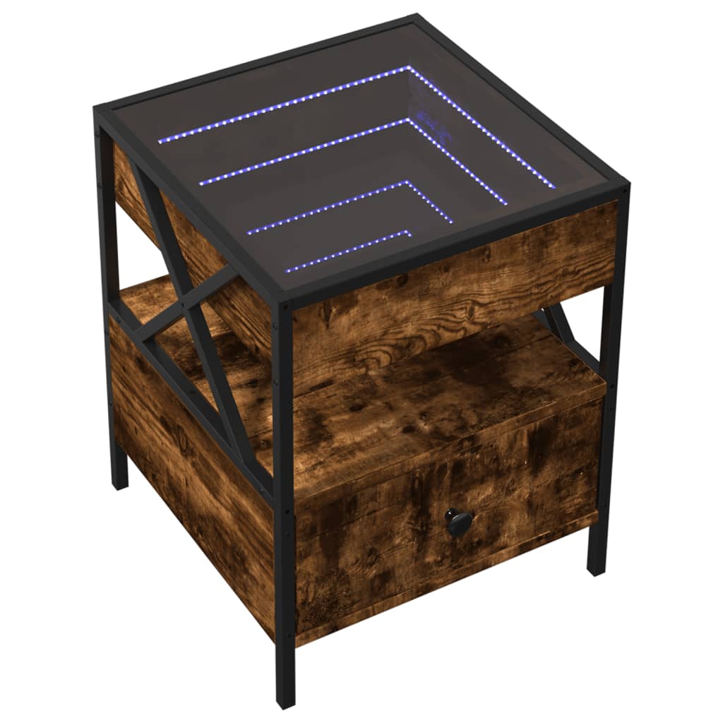 Salontafel met Infinity LED 40x40x51 cm gerookt eikenkleurig