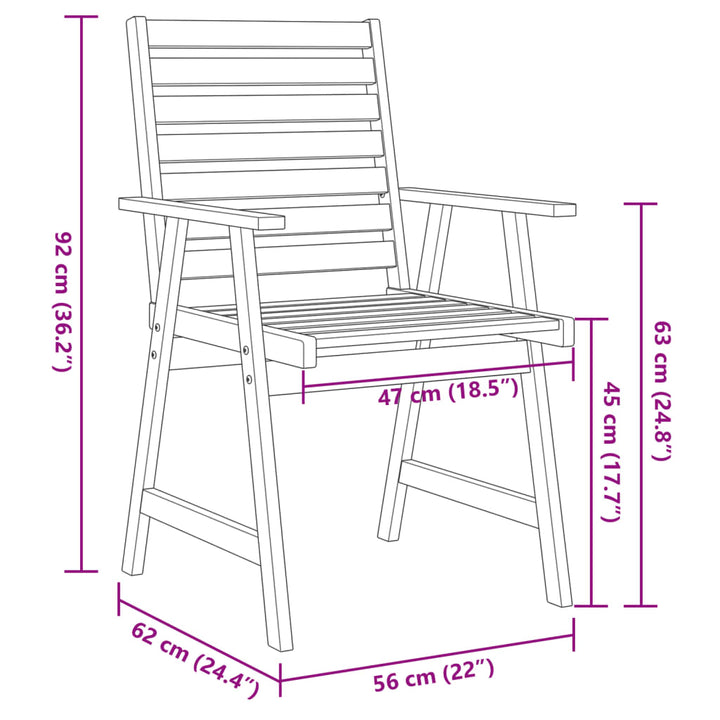 3-delige Tuinset massief acaciahout