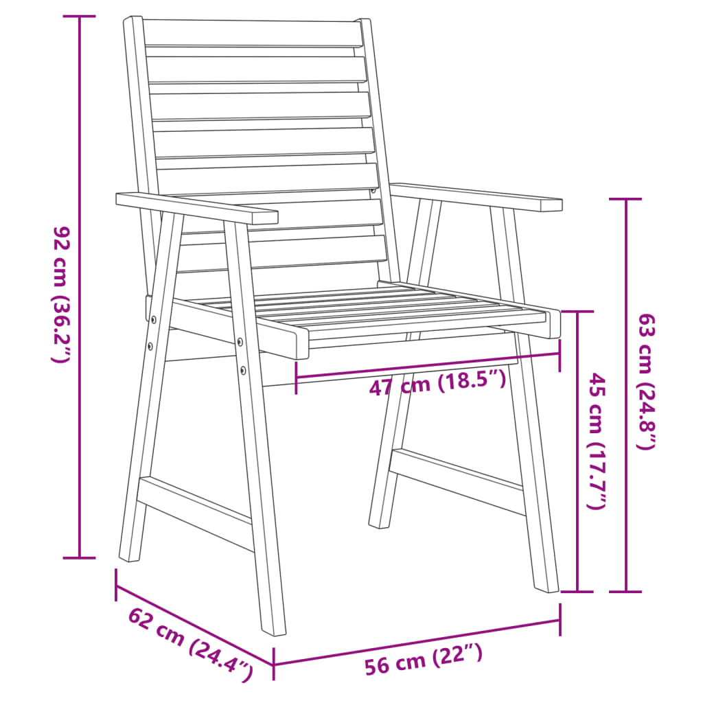 3-delige Tuinset massief acaciahout