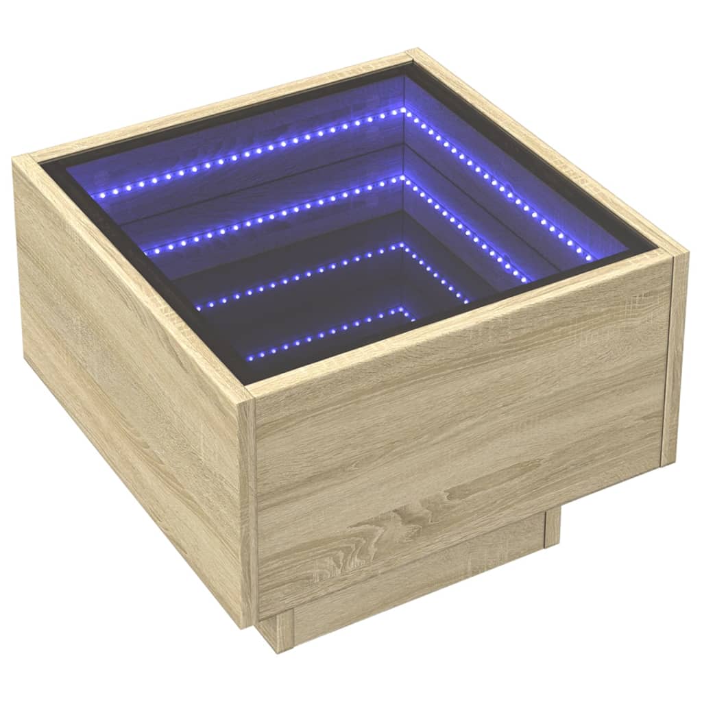 Nachtkastje met Infinity LED 40x40x30 cm sonoma eikenkleurig