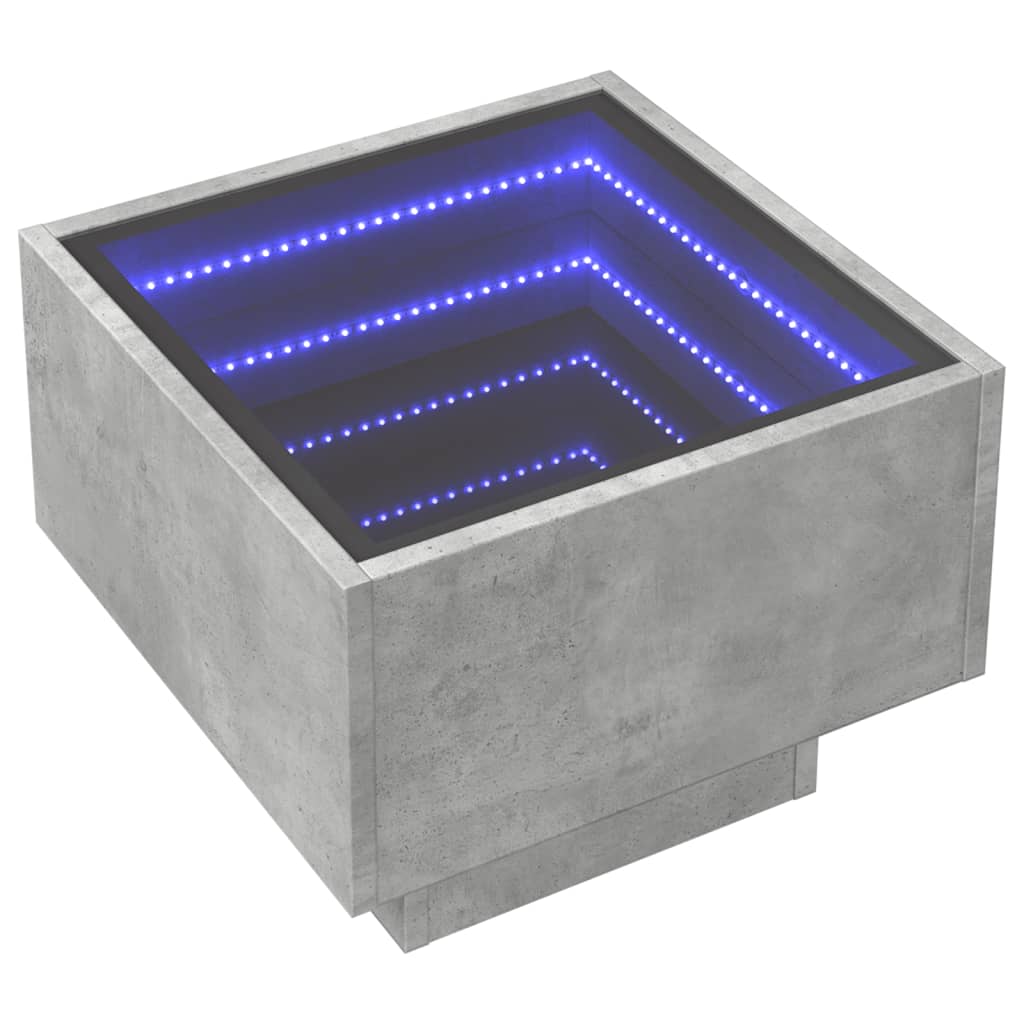 Nachtkastje met Infinity LED 40x40x30 cm betongrijs