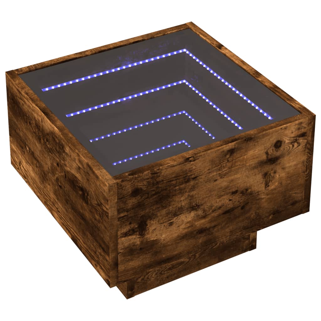 Nachtkastje met Infinity LED 40x40x30 cm gerookt eikenkleurig