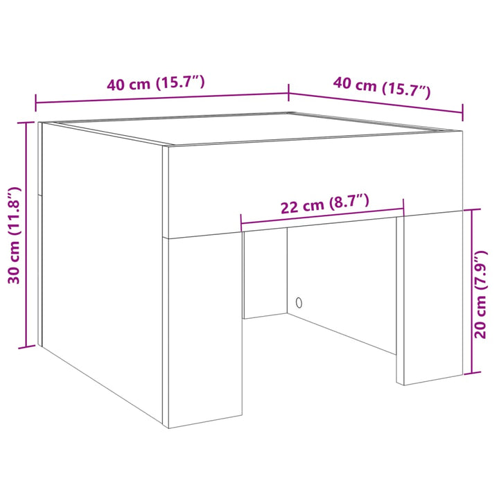 Nachtkastje met Infinity LED 40x40x30 cm wit