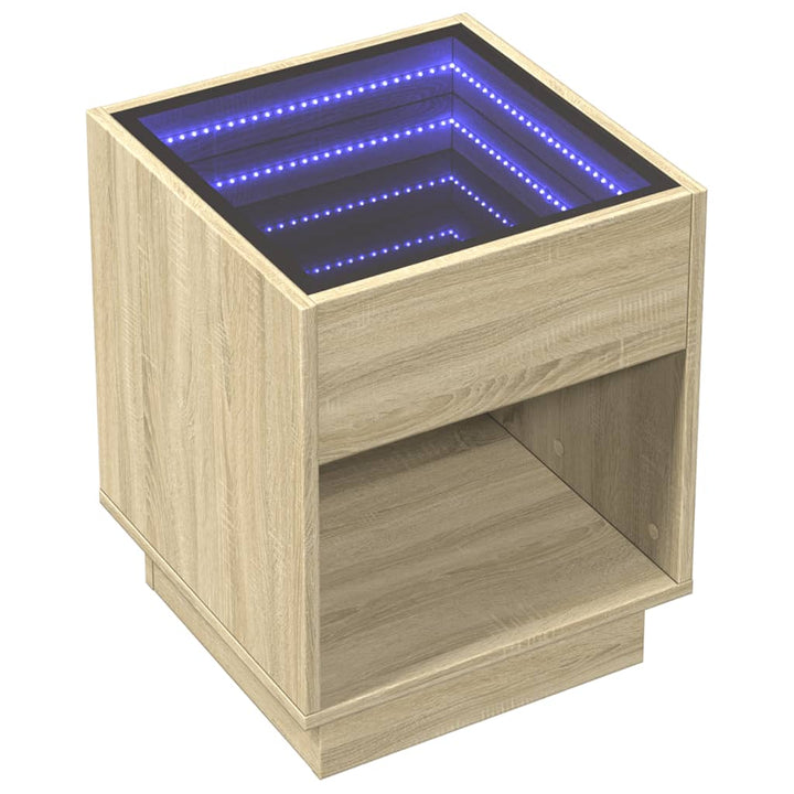 Nachtkastje met Infinity LED 40x40x50 cm sonoma eikenkleurig