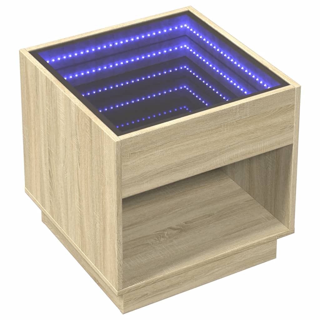 Nachtkastje met Infinity LED 50x50x50 cm sonoma eikenkleurig