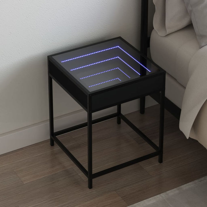 Nachtkastje met Infinity LED 40x40x51 cm zwart