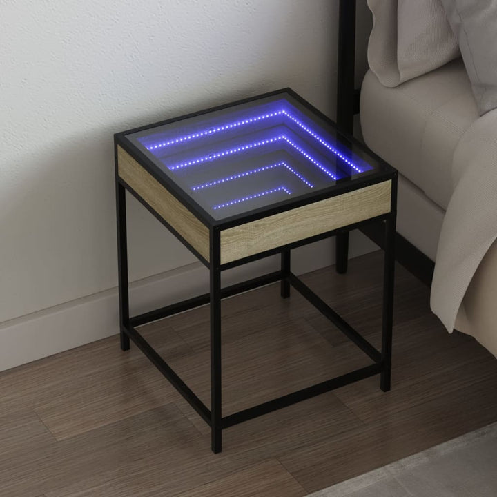 Nachtkastje met Infinity LED 40x40x51 cm sonoma eikenkleurig