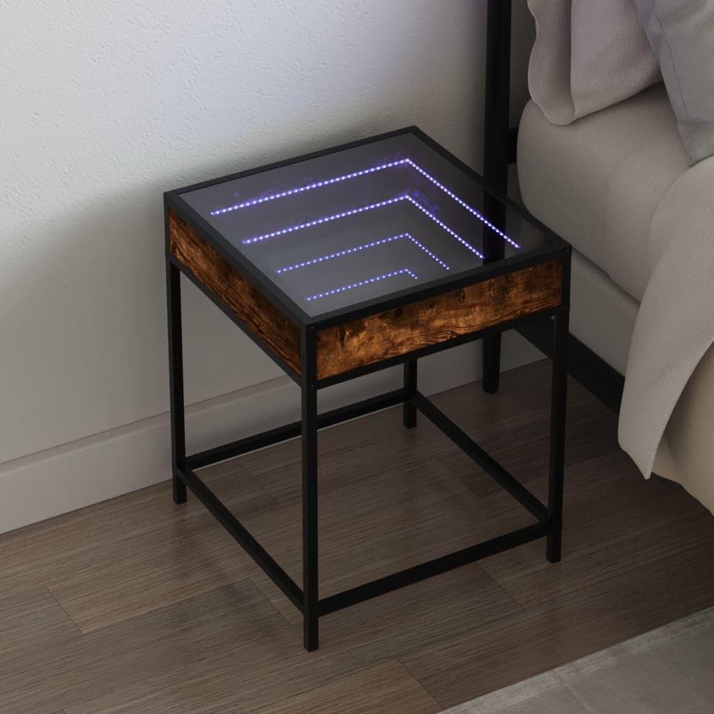 Nachtkastje met Infinity LED 40x40x51 cm gerookt eikenkleurig