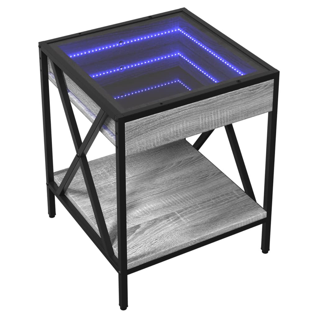 Nachtkastje met Infinity LED 40x40x49 cm grijs sonoma eiken