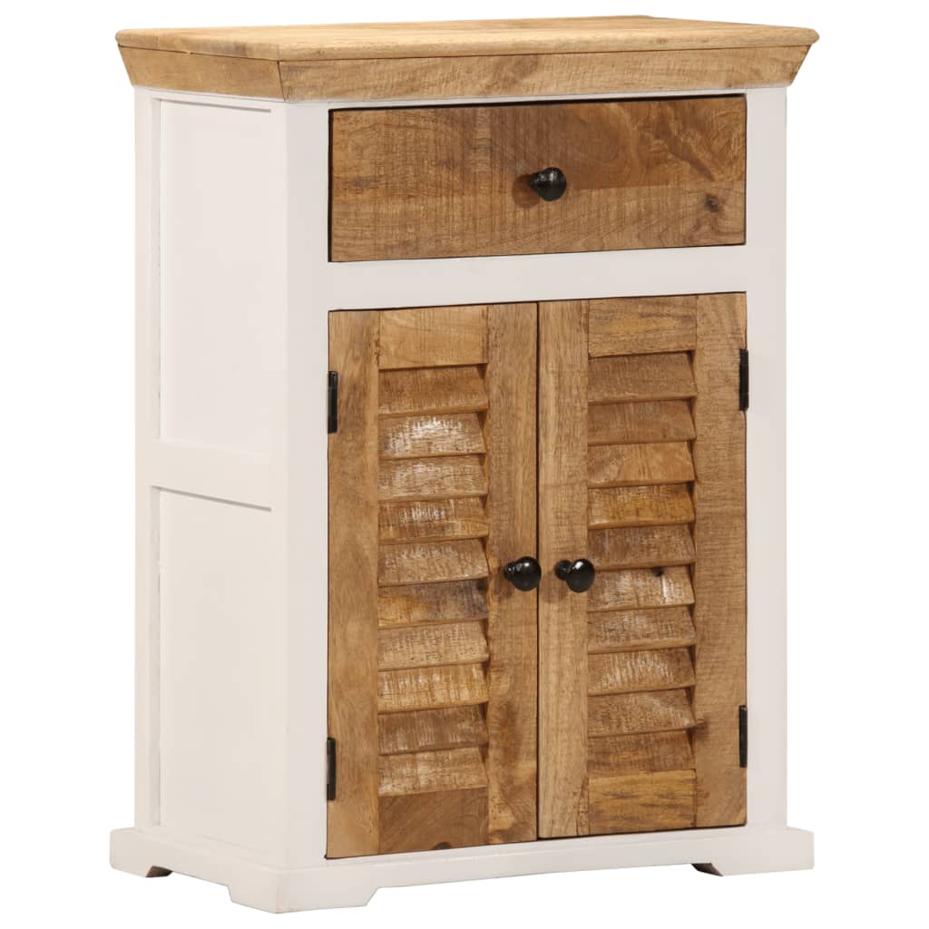 Dressoir 55x30x73 cm massief ruw mangohout wit en bruin