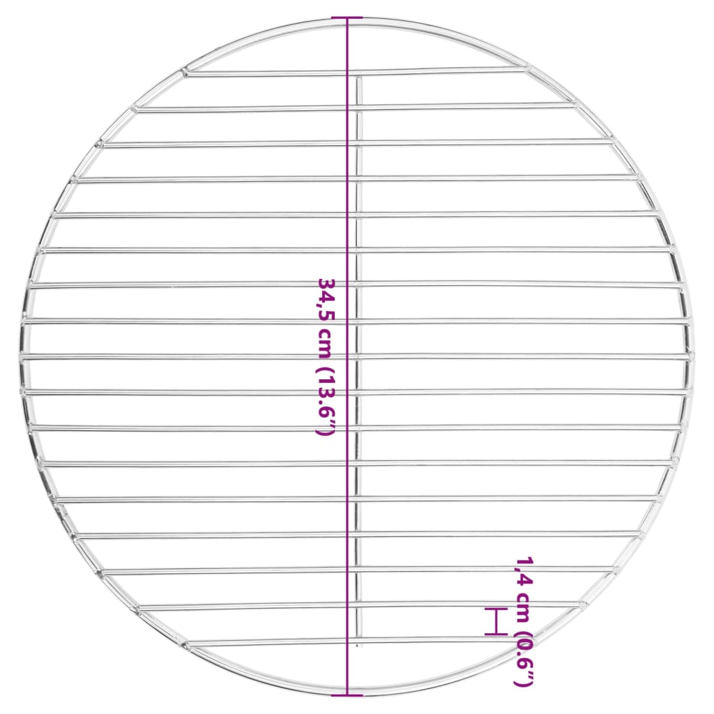 Barbecuerooster rond ø˜34,5 cm 304 roestvrij staal