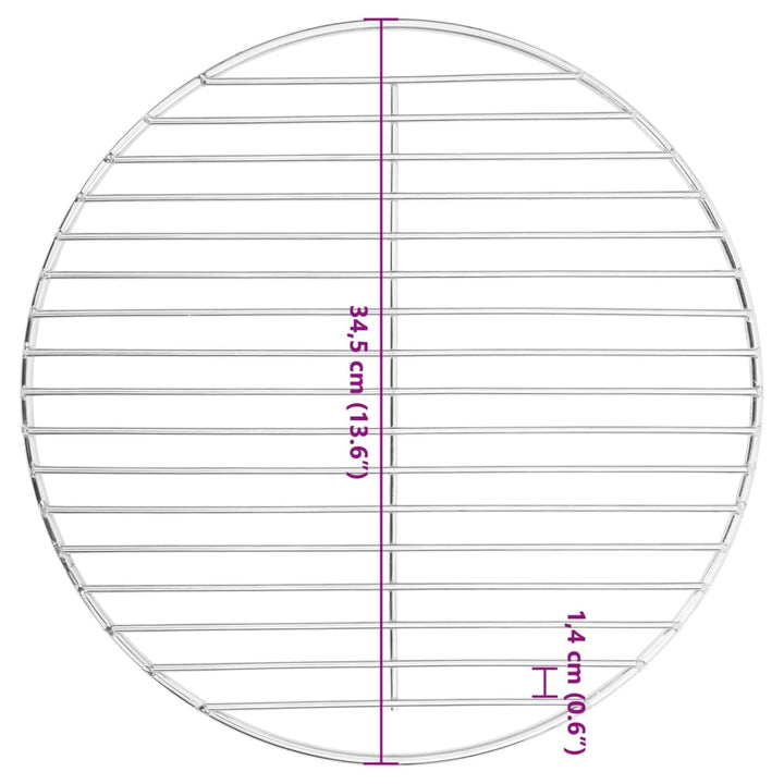 Barbecuerooster rond ø˜34,5 cm 304 roestvrij staal