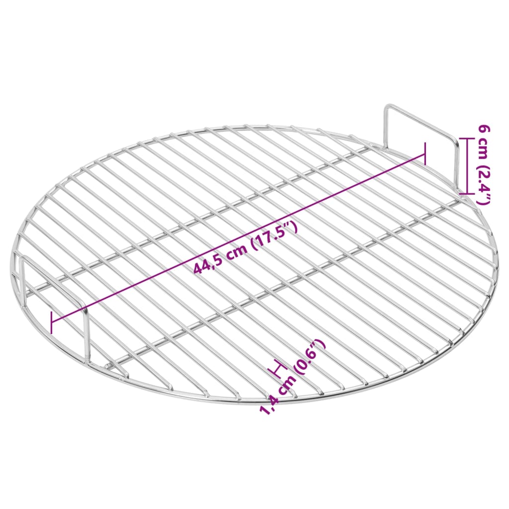 Barbecuerooster met handgrepen rond ø˜44,5 cm 304 roestvrijstaal