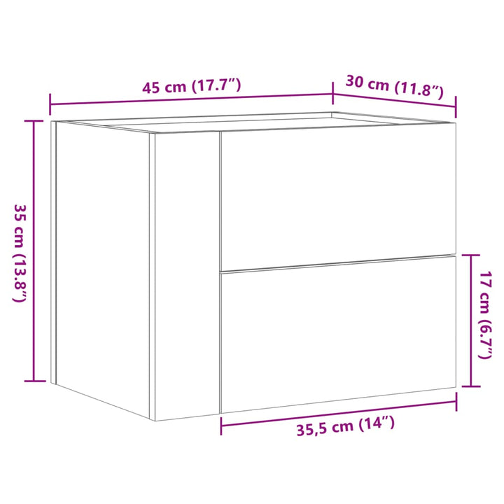 Nachtkastjes 2 st wandgemonteerd 45x30x35 cm wit