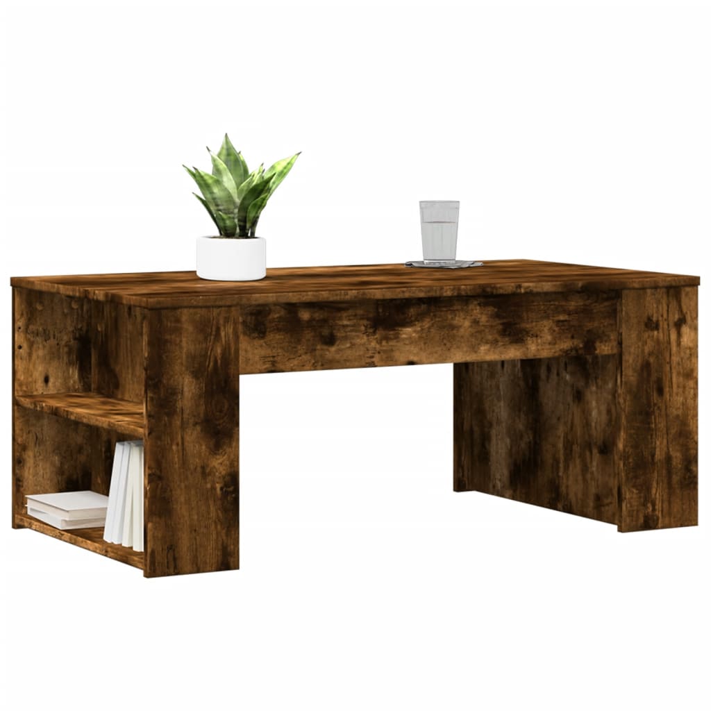 Salontafel 102x55x42 cm bewerkt hout gerookt eikenkleurig