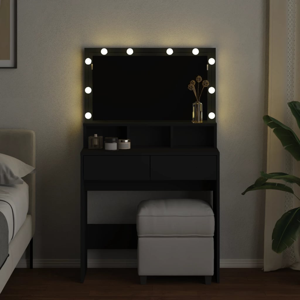 Kaptafel met LED 80x41x134,5 cm zwart