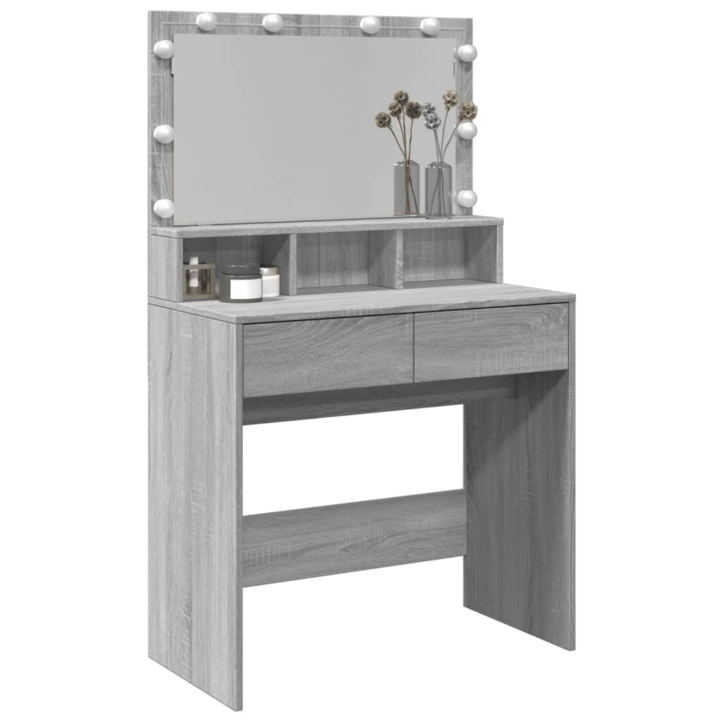 Kaptafel met LED 80x41x134,5 cm grijs sonoma eikenkleurig