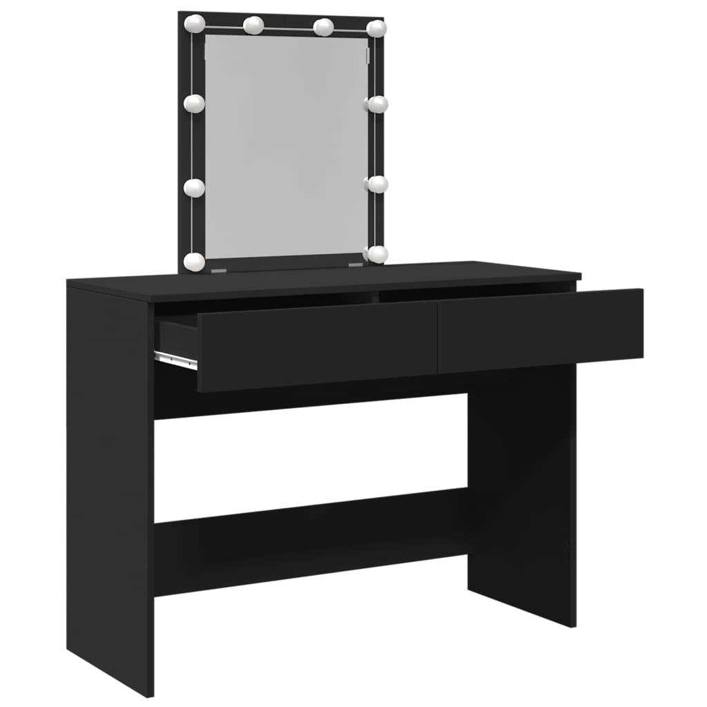 Kaptafel met LED-verlichting 100x40x130 cm zwart