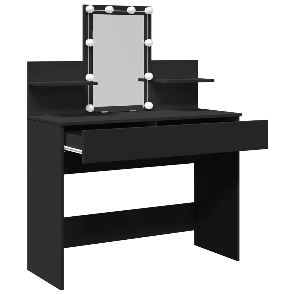 Kaptafel met LED-verlichting 100x40x130 cm zwart