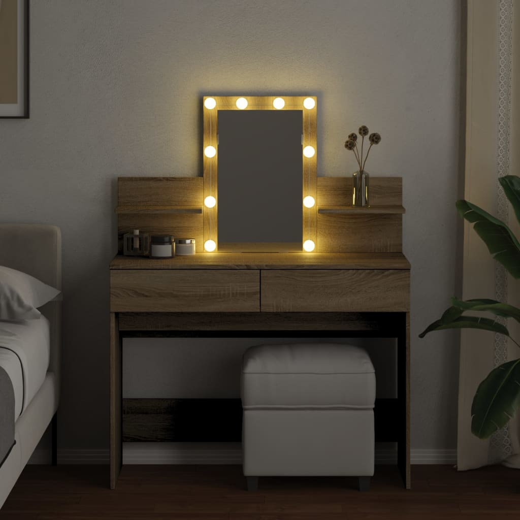 Kaptafel met LED-verlichting 100x40x130 cm sonoma eikenkleurig