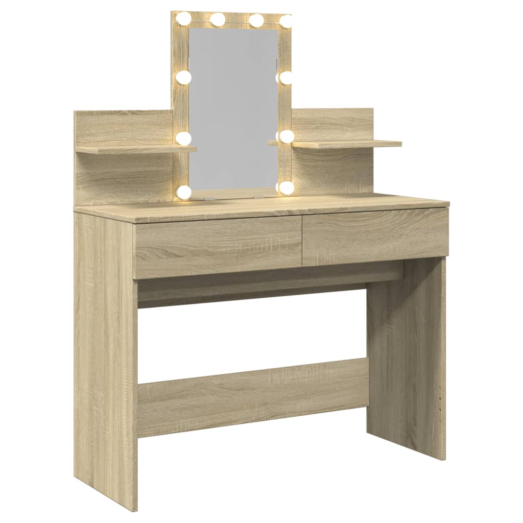 Kaptafel met LED-verlichting 100x40x130 cm sonoma eikenkleurig