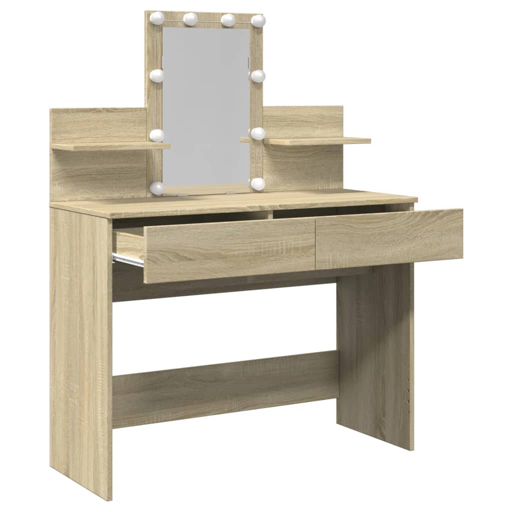 Kaptafel met LED-verlichting 100x40x130 cm sonoma eikenkleurig