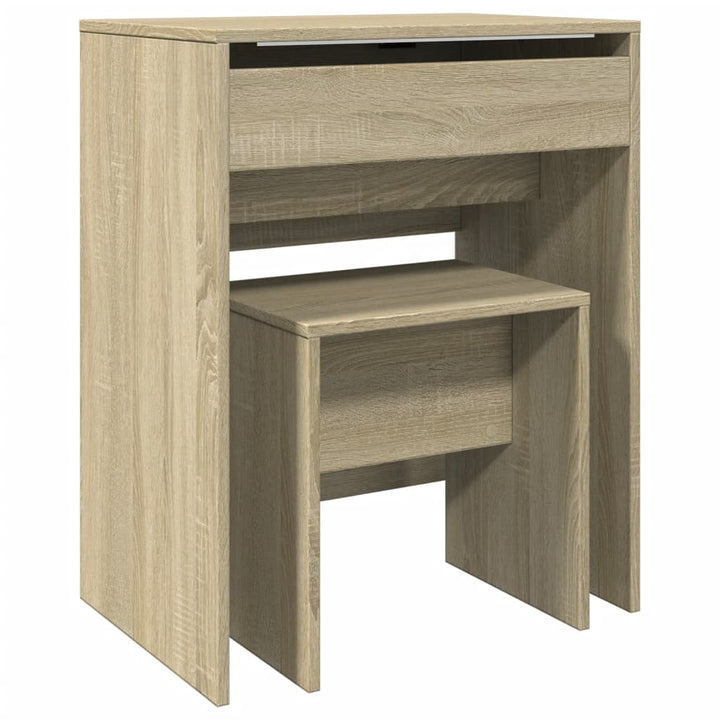 Kaptafel met krukje 60x40x113,5 cm sonoma eikenkleurig