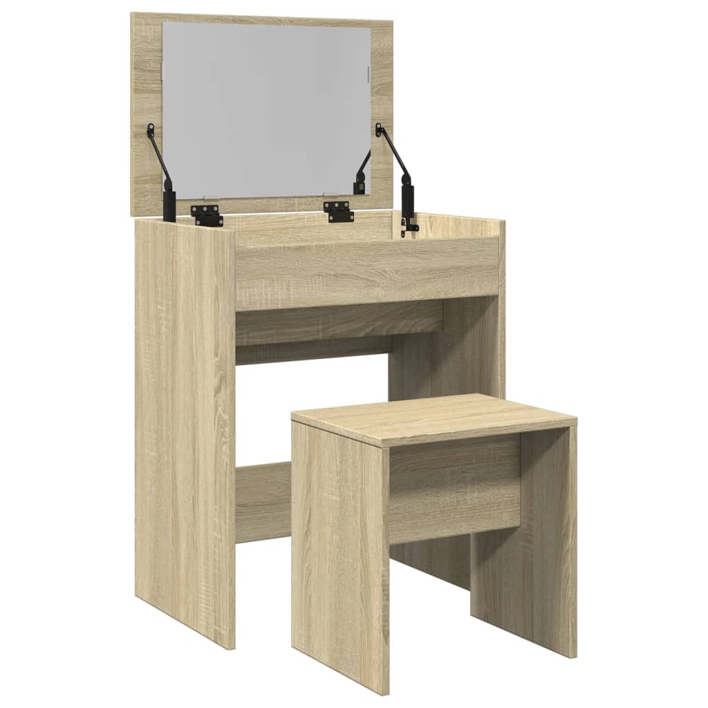 Kaptafel met krukje 60x40x113,5 cm sonoma eikenkleurig