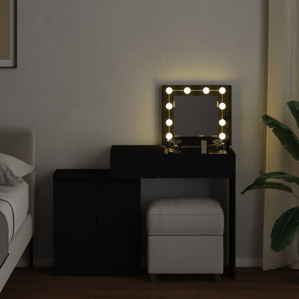 Kaptafel met LED-verlichting 115x37x110,5 cm zwart