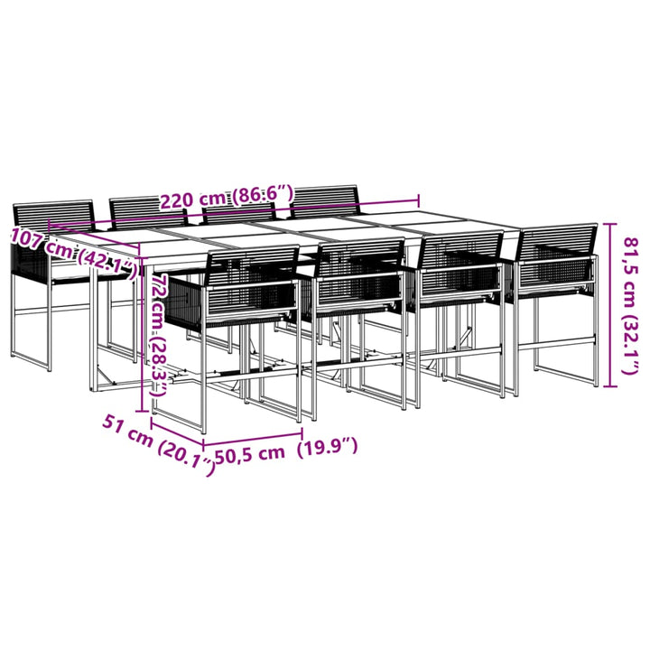 9-delige Tuinset poly rattan zwart