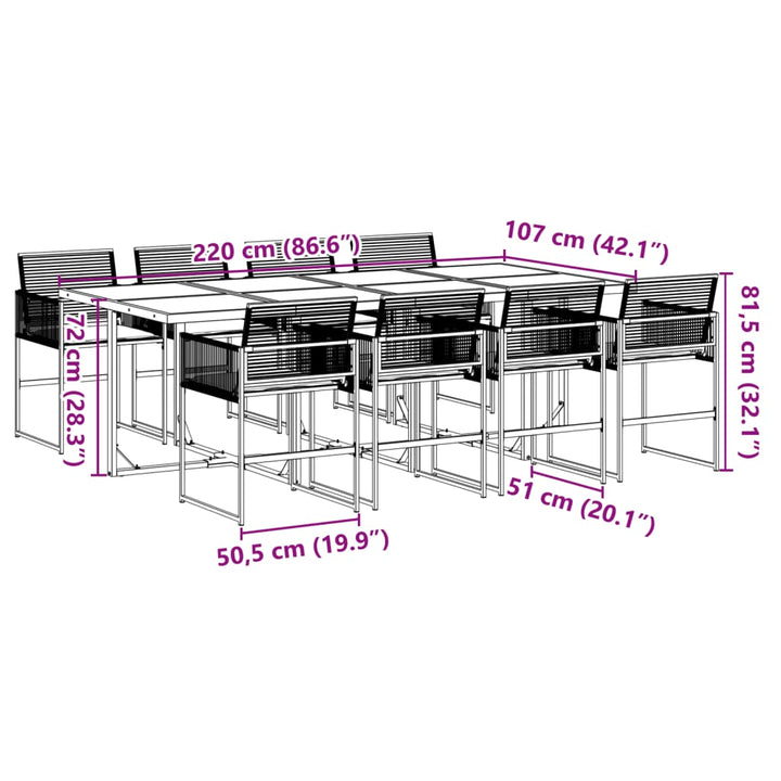 9-delige Tuinset poly rattan zwart